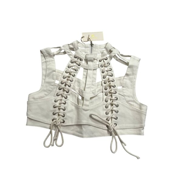 Sierra Darien Bustier Top With Drawstring in Ivoire - Picture 2 of 4